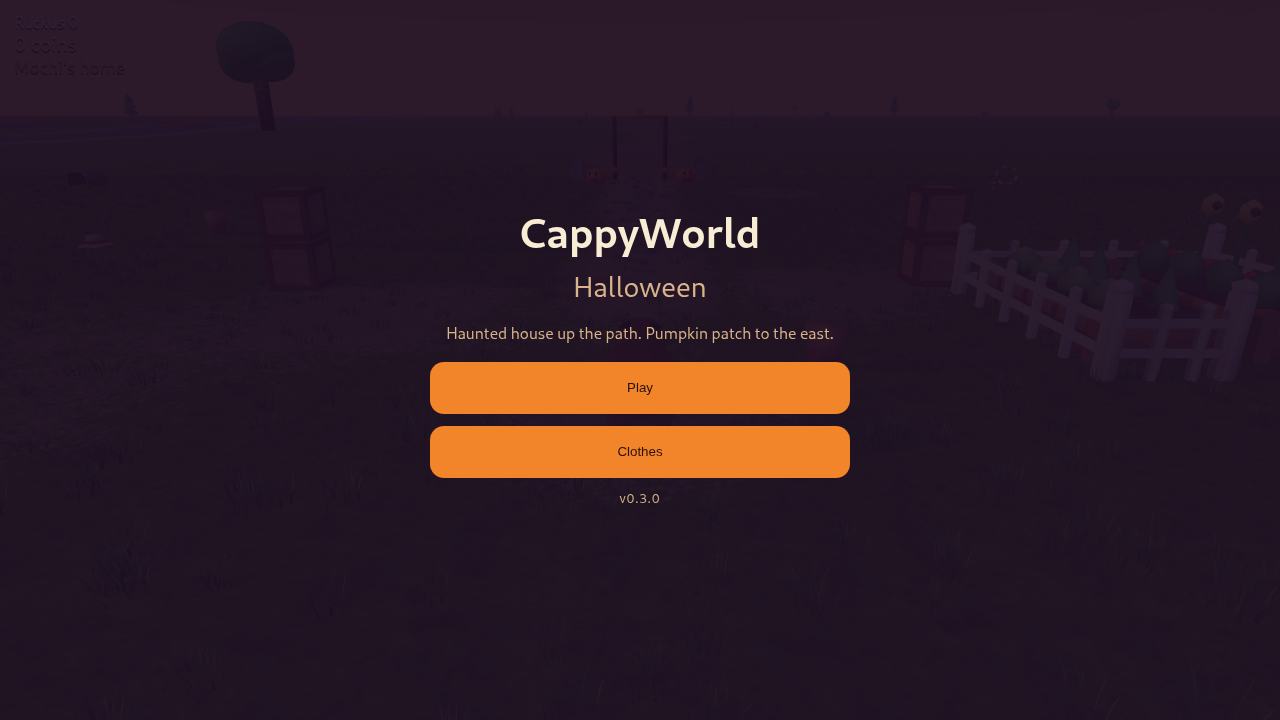 CappyWorld Halloween title menu over the park